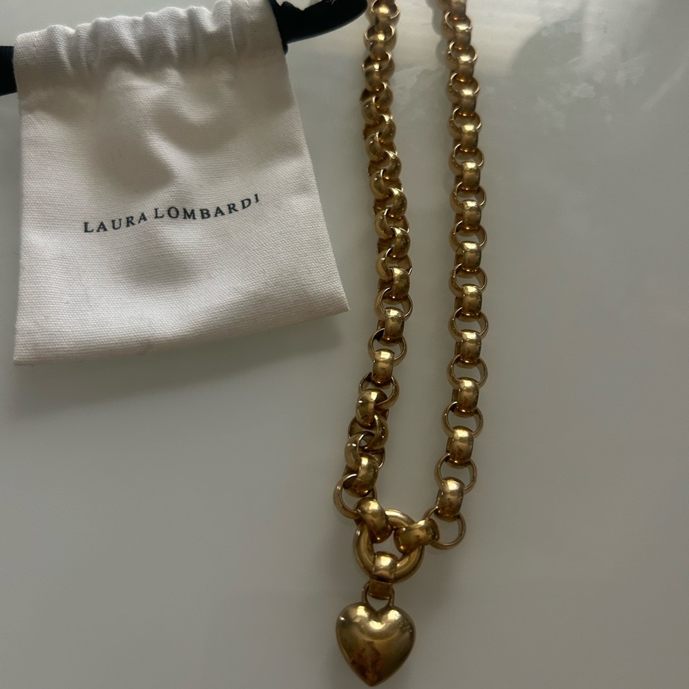 Gorgeous high shine gold tone Laura Lombardi chunky necklace